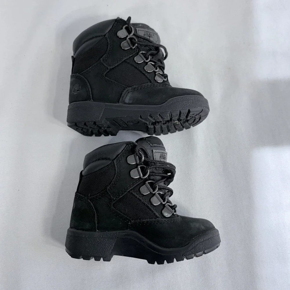 Timberland Kids 6-Inch Field Boot Black Nubuck Leather Mesh 44890 Size 6 Toddler